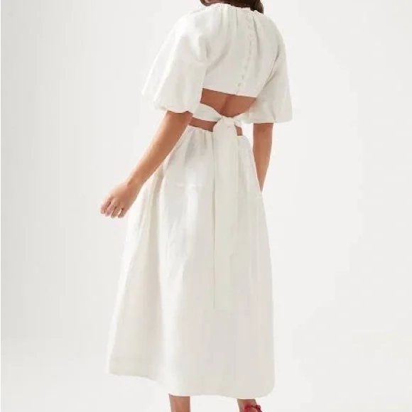 Aje Mimosa Cut Out Midi Dress - ivory - size 8 - Picture 3 of 7